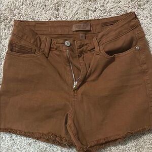Judy Blue Brown Jean Shorts Frayed Hem Casual